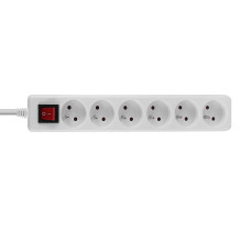 Extension Cord - LINDY 6 Schuko Socket Extension Cord with Switch, 1.4 m, White Extension Cord - LINDY 6 Schuko Socket Extension Cord with Switch, 1.4 m, White
