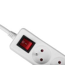 Extension Cord - LINDY 6 Schuko Socket Extension Cord with Switch, 1.4 m, White Extension Cord - LINDY 6 Schuko Socket Extension Cord with Switch, 1.4 m, White