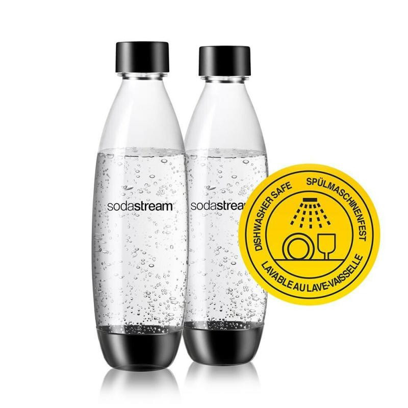 Namų Apyvokos Prietaisų Dalys - SodaStream PET Butelių Dviejų Pakuotė 1L (2 Buteliai) Juoda