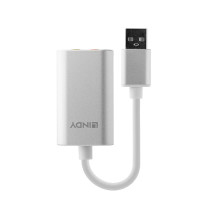 Audio Adapter - LINDY USB Type A Headphone Microphone Adapter, White