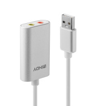 Audio Adapter - LINDY USB Type A Headphone Microphone Adapter, White