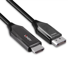 Adapterio Kabelis - LINDY Aktyvus DisplayPort į HDMI Adapterio Kabelis, 4K120Hz, 48Gbps, 4096x2160@120Hz, Juodas