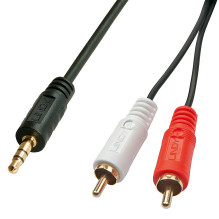 Audio Cable - LINDY Premium 3.5 mm Plug to 2 x RCA, 3 m, Black
