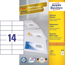 Label - Avery Zweckform 105 x 42.3mm A4 White Labels 100 Sheets