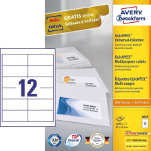 Etiketė - Avery Zweckform 3659 97x42.3mm A4 100 Lapų Balta