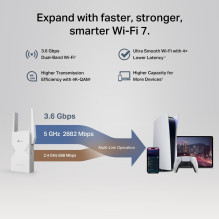 Tinklo Siųstuvas - TP-Link BE3600 Dual-Band 2882 Mbit / s 2500 Mbit / s Baltas
