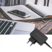 Power Adapter - Qoltec 51024 Charger, 65W, 5-20V, 3-3.25A, USB Type C, PD, Black
