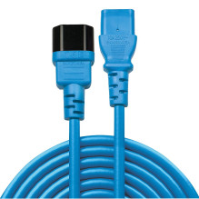 Power Extension Cord - LINDY C14 to C13 Power Extension Cord, 1 m, Blue Power Extension Cord - LINDY C14 to C13 Power Extension Cord, 1 m, Blue