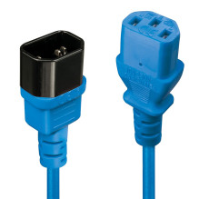 Power Extension Cord - LINDY C14 to C13 Power Extension Cord, 1 m, Blue Power Extension Cord - LINDY C14 to C13 Power Extension Cord, 1 m, Blue
