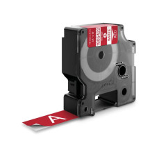 Label Tape - Dymo Vinyl White Red Indoor/Outdoor Use Label Tape - Dymo Vinyl White Red Indoor/Outdoor Use