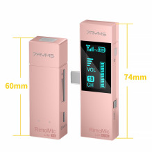 Wireless Microphone - 7Ryms RimoMic Lite USB-C Omnidirectional 30m Range Pink Wireless Microphone - 7Ryms RimoMic Lite USB-C Omnidirectional 30m Range Pink