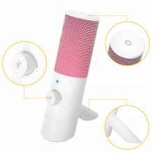Microphone - 7Ryms SR-AT10 USB-C USB-A Condenser Cable Release with RGB White Microphone - 7Ryms SR-AT10 USB-C USB-A Condenser Cable Release with RGB White