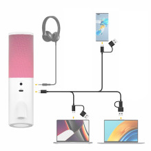 Microphone - 7Ryms SR-AT10 USB-C USB-A Condenser Cable Release with RGB White Microphone - 7Ryms SR-AT10 USB-C USB-A Condenser Cable Release with RGB White