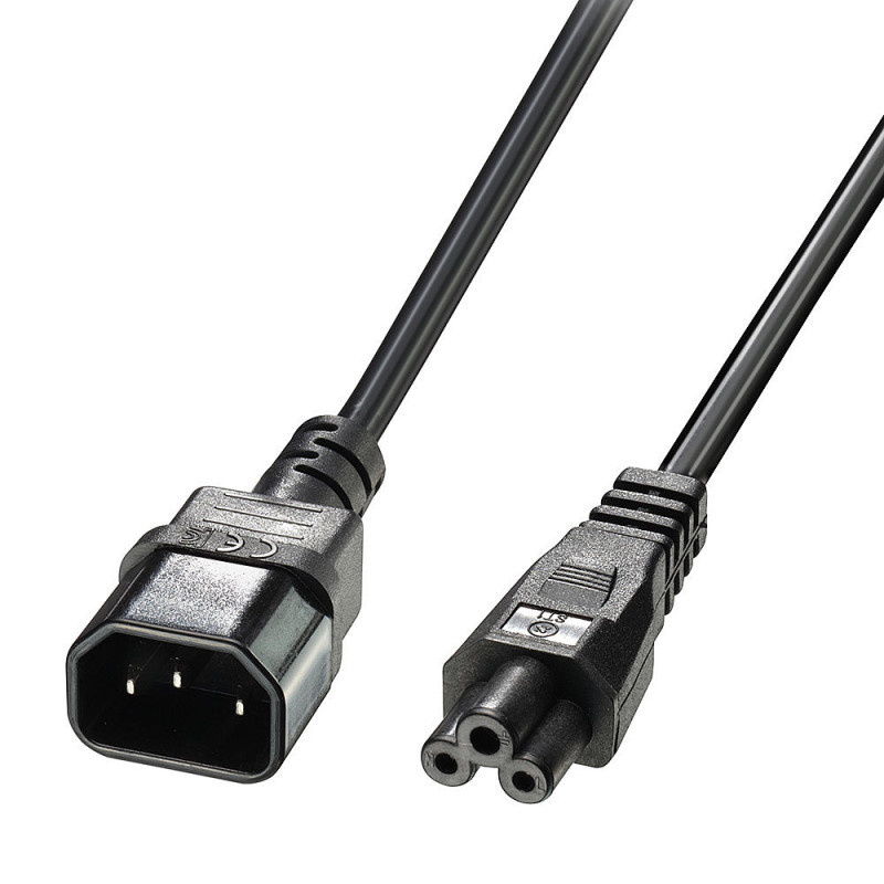 Power Cord - LINDY C5 to C14 Power Cord, 3 m, Black