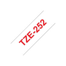 Label Tape - Brother TZe-252 Laminated Red on White Label Tape - Brother TZe-252 Laminated Red on White