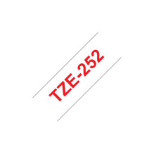 Etiketės Juosta - Brother TZe-252 Laminuota Raudona ant Baltos