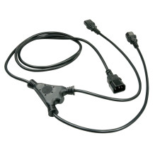 Power Extension Cord - LINDY C14 to 2x C13 Power Extension Cord, 2 m, Black