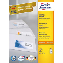 Label - Avery 3651 52.5x29.7mm A4 Glossy White 100 Sheets Label - Avery 3651 52.5x29.7mm A4 Glossy White 100 Sheets