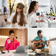 Wireless Microphone - iRay DW10 2.4 GHz, 100m distance, USB-C, 3.5mm, Omni-Directional, Pink