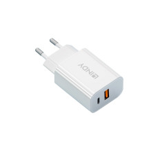 Charger - LINDY 30W USB Type A and C Charger, Dual Port, PD Compact Design, White
