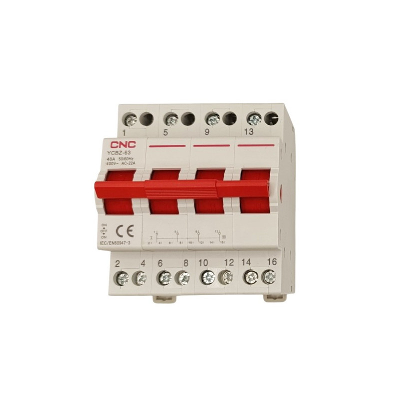Changeover Switch - YCBZ-40 4P 40A 1-0-2 DIN Rail