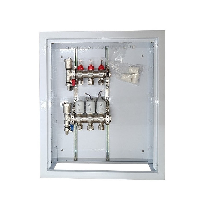 Heating Manifold - 3 Loops NC AC230V Thermal Actuators with Flow Meters