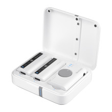 Belaidis Mikrofonas - 7Ryms DW10 Dviejų Kanalų Imtuvas ir Siųstuvai USB-C + 3.5mm Baltas
