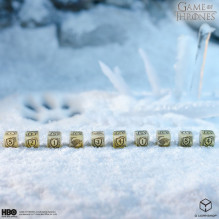Game Dice Set - Game of Thrones Stark 10xD6 Glossy Sand with Black Inscriptions Game Dice Set - Game of Thrones Stark 10xD6 Glossy Sand with Black Inscriptions
