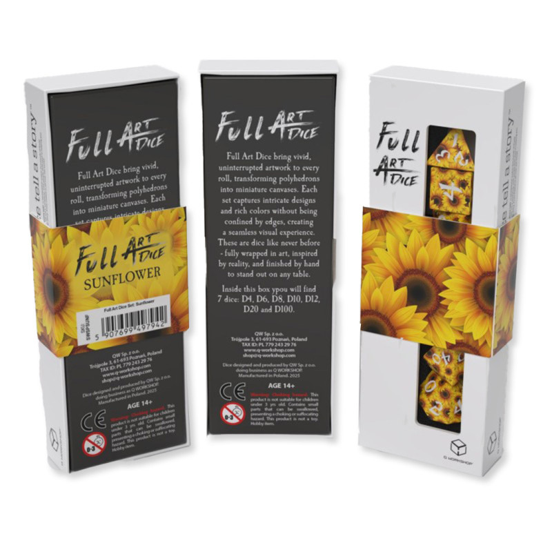 Gaming Dice Set - Q-WORKSHOP Full Art Dice™ Sunflower 7-Piece Set