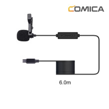 Mikrofonas - Comica CVM-V01SP(UC) 6m TRS į TRRS adapteris vėjo apsauga