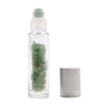 Crystal Bottle - Aventurine Natural Stones Silver Color Lid 12x3x3 cm