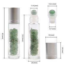 Crystal Bottle - Aventurine Natural Stones Silver Color Lid 12x3x3 cm