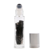Crystal Bottle - Black Tourmaline Natural Stones Silver Cap 12x3x3 cm