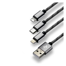 Cable - everActive CBB-1.2MCI USB 3-in-1 Fast Charging 2.4A 1.2m Cable - everActive CBB-1.2MCI USB 3-in-1 Fast Charging 2.4A 1.2m