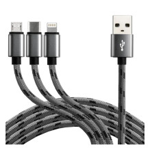 Cable - everActive CBB-1.2MCI USB 3-in-1 Fast Charging 2.4A 1.2m Cable - everActive CBB-1.2MCI USB 3-in-1 Fast Charging 2.4A 1.2m