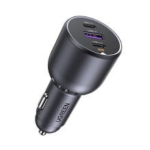 Automobilinis Pakrovėjas - UGREEN 130W 3-Port Greitas Pakrovėjas 2x USB-C, 1x USB-A Pilkas