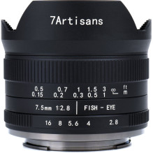 Platus kampas - 7Artisans 7.5mm F2.8 II M43 180° matymo kampas Platus kampas - 7Artisans 7.5mm F2.8 II M43 180° matymo kampas