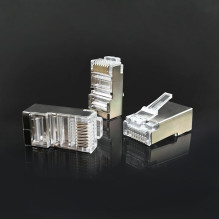 Tinklo Jungtis - Qoltec 54556 RJ45 CAT6 FTP Auksu Padengti Kontaktai 100 vnt. Tinklo Jungtis - Qoltec 54556 RJ45 CAT6 FTP Auksu Padengti Kontaktai 100 vnt.