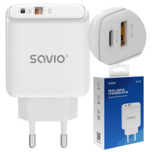 Mobiliojo Įrenginio Įkroviklis - Savio LA-12 20W Dvigubas USB AC Greitas Įkroviklis Baltas