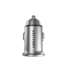 Car Charger - Vention Dual Port USB A+A 30W Fast Charging Aluminum Alloy Gray