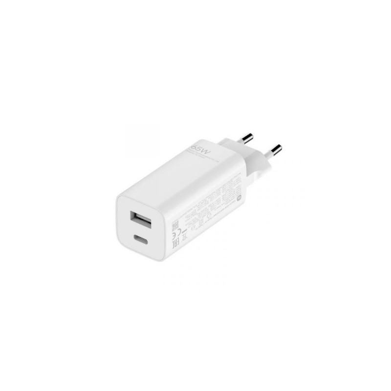 Įkroviklis - XIAOMI MI ĮKROVIKLIS 65W GAN (AC adapteris, 1m laidas, Tipas A + C, Balta)