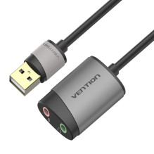 Audio adapter - Vention USB išorinis garso plokštė 0.15m 16-bit 44.1-48kHz pilka