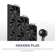 Procesoriaus aušintuvas - NZXT Kraken Plus 280 AIO skystas aušintuvas 2x140mm ventiliatoriai juodas
