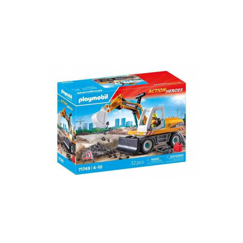 Toy set - Playmobil 71749 Action Heroes Large Excavator with figures