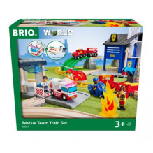 Toy train - Brio Rescue Team Train Set (wooden tracks, emergency vehicles)