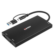 Adapteris - Lindy USB Tipo A / C į Dviejų HDMI 4K60 Keitiklį 100W Adapteris - Lindy USB Tipo A / C į Dviejų HDMI 4K60 Keitiklį 100W
