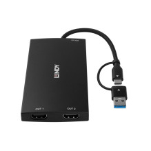 Adapteris - Lindy USB Tipo A / C į Dviejų HDMI 4K60 Keitiklį 100W Adapteris - Lindy USB Tipo A / C į Dviejų HDMI 4K60 Keitiklį 100W