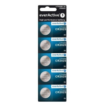 Battery - everActive CR2025 3V Lithium Coin Batteries 5 Pack