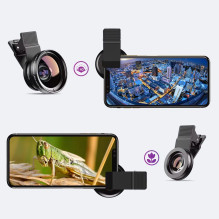 Telefono Objektyvas - Apexel APL-0.45WM 0.45x Plataus Kampo + 12.5x Makro Objektyvas