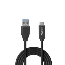 USB kabelis - Lindy 0.5m USB 3.2 Type A to C 10Gbps TPE juodas
